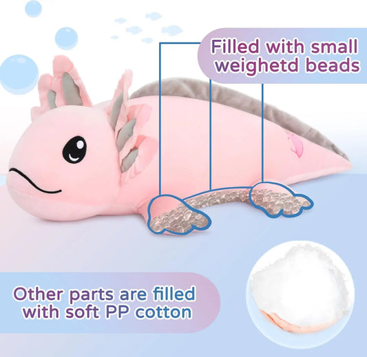 Weighted Axolotl Stuffed Animals, 4lbs Axolotl Plush Glow in The Dark Toys for Kids and Adults,31.5" Salamander Plush