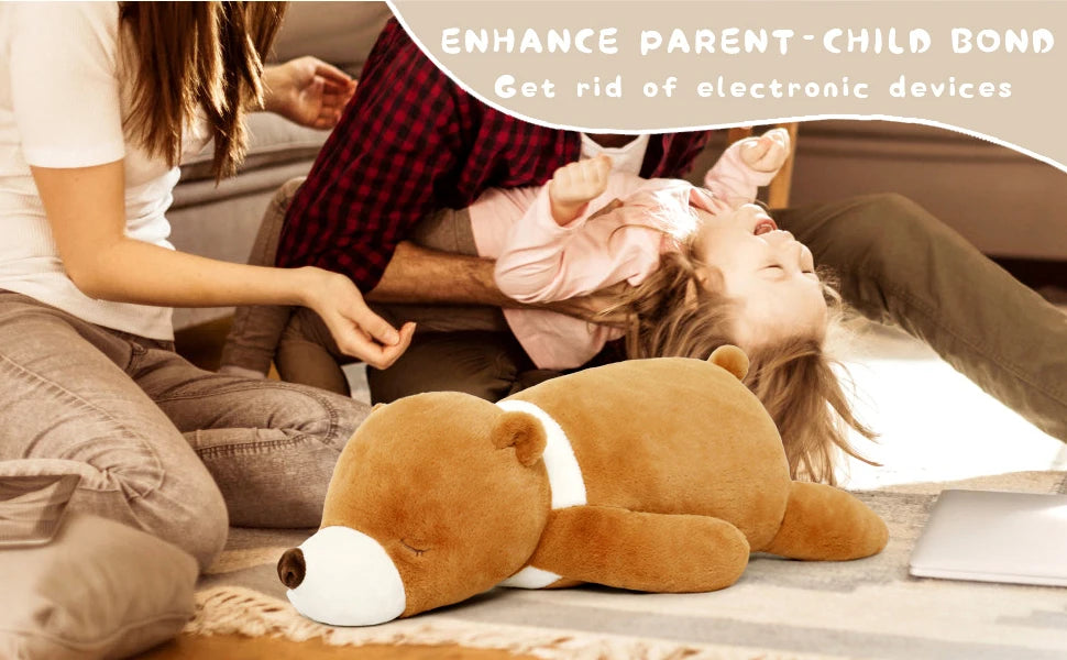 Brown Bear Stuffed Animals Body Pillows, Soft Bear Hugging Pillow Bear Plush, Cute Bear Sleeping Pillows for Kids, 28''