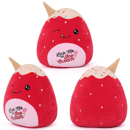 Strawberry Ice Cream Plush Toy 12inch Soft Strawberry Stuffed Animal Plush Pillow Squishy Doll Hugging Pillow for Kids