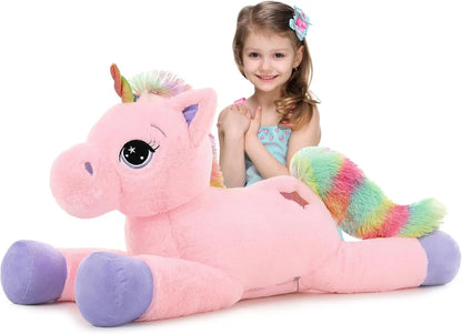 43in Giant Unicorn Plush Toys,Big Rainbow Pink Unicorn Stuffed Animals for Children,Great Unicorns Gifts for Girls
