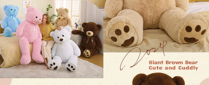 Teddy Bear 5ft, Fluffy Life Size Giant Stuffed Bear , Cute  Teddy Bear Plush Gift for Kids, Girlfriend, Boyfriend,