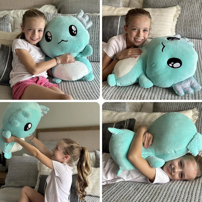 Axolotl Plush, Cute 20" Mint Green Axolotl Stuffed Animals Plush Throw Pillow, Cuddly Salamander Plushie Toy for Kids