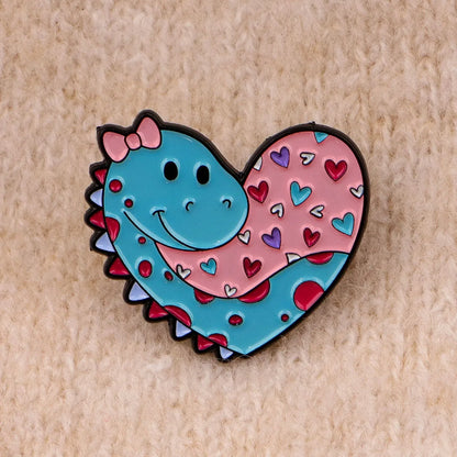 Heart-Shaped Dinosaur Lapel Pins