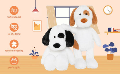 Soft Dog Stuffed Animal Large, Cute Stuffed Dog Plush Toy, Cuddle Dog Hugging Pillow for Kids, 20in, White, Black
