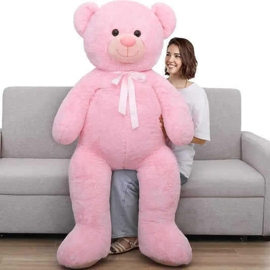 Giant Teddy Bear - 5 Feet Tall Pink Life Size Stuffed Animal with Footprints - Valentine's Day Gift