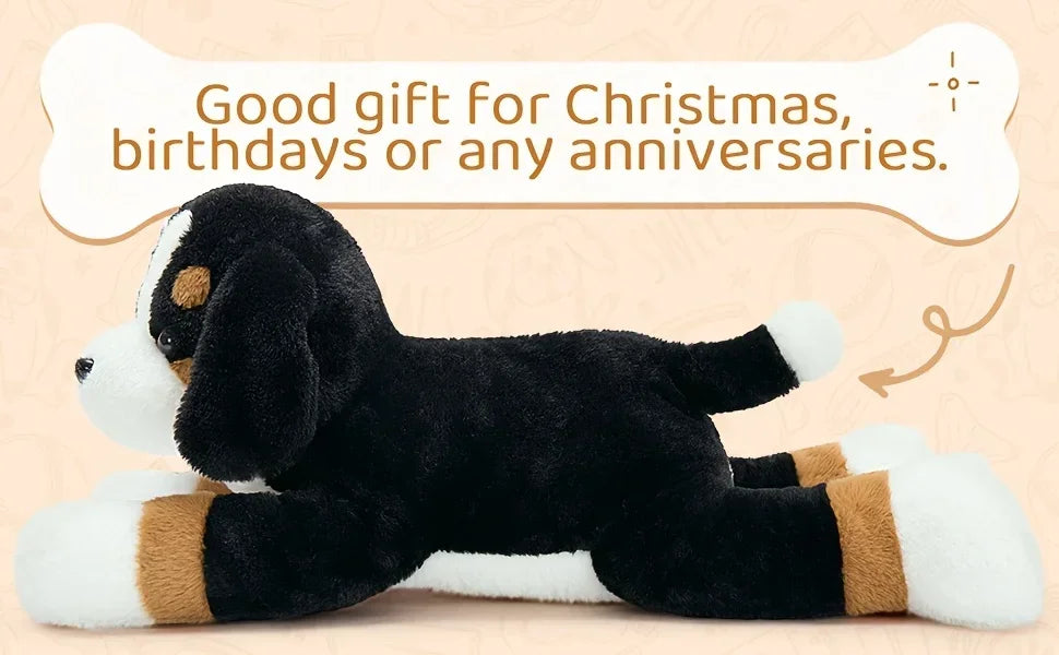 Snuggle Softie, Giant Bernese Mountain Dog Plush Toy, 25" - Soft Polyester Stuffed Animal in Deep Brown/White/Black