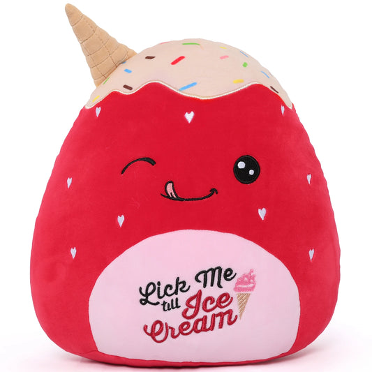 Strawberry Ice Cream Plush Toy 12inch Soft Strawberry Stuffed Animal Plush Pillow Squishy Doll Hugging Pillow for Kids