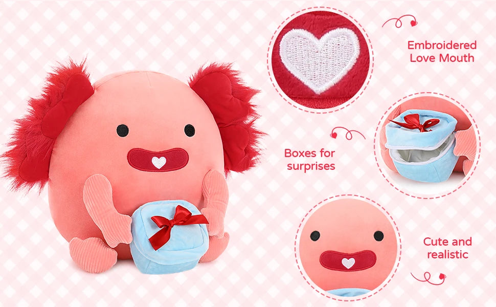 Original 14-Inch Cynthia The Pink Axolotl - Soft & Squishy Axolotl Stuffed Animal Toy - Gift for Girls,Boys