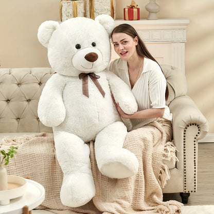 Giant Teddy Bear Stuffed Animal XXL 51.18inch, White Large Bear Plush Soft Cuddly Toy Big Size, Kawaii Birthday Presents