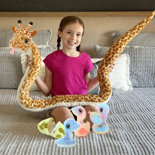 Giant Snake Stuffed Animal Mommy Stuffed Snake with Babies,Egg Plushies, Big Boa Constrictor Stuffed Animal