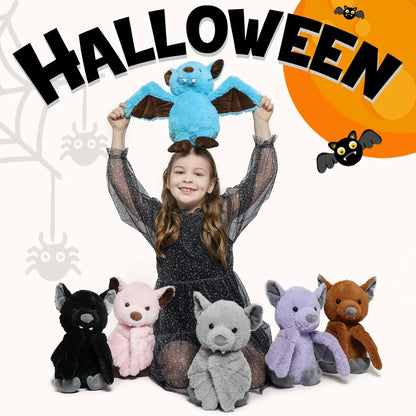 Blue Stuffed Bat Plush Toy - 14 Inches Goth Halloween Stuffed Animals - Soft Furry Gifts for Kids