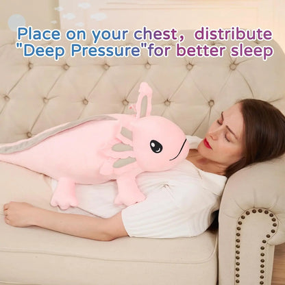 Weighted Axolotl Stuffed Animals, 4lbs Axolotl Plush Glow in The Dark Toys for Kids and Adults,31.5" Salamander Plush
