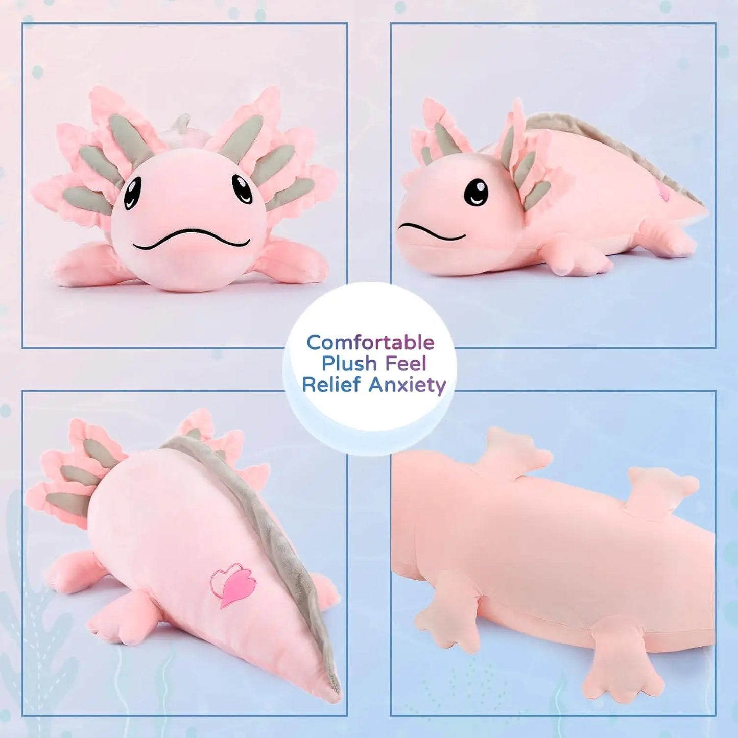 Weighted Axolotl Stuffed Animals, 4lbs Axolotl Plush Glow in The Dark Toys for Kids and Adults,31.5" Salamander Plush