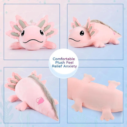 Weighted Axolotl Stuffed Animals, 4lbs Axolotl Plush Glow in The Dark Toys for Kids and Adults,31.5" Salamander Plush