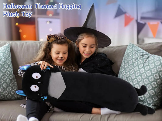 Giant Stuffed Animal Cat Body Pillow, 40'' Big Halloween  Stuffed Animal Black Kitten Throw Pillow For kids,Adults