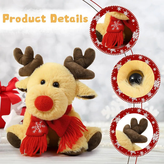 Reindeer Stuffed Animal Cute Christmas Reindeer Plush Toys for Kids, 9'' Rudolph The Red Nosed Reindeer Stuffed Animal