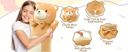 Brown 36.2in Long Polyester Throw Pillow, Body Pillow For Kids And Adults, Teddy Bear Plush Gift For Girls Boys