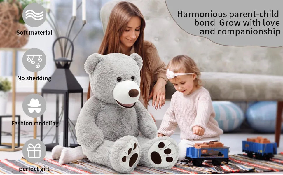 Giant Teddy Bear with Big Footprints Big Teddy Bear Plush Stuffed Animals (Gray, 39 inches)