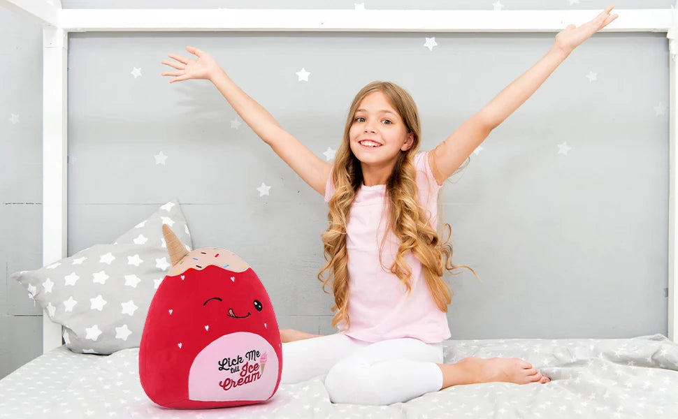 Strawberry Ice Cream Plush Toy 12inch Soft Strawberry Stuffed Animal Plush Pillow Squishy Doll Hugging Pillow for Kids