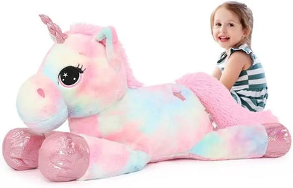43in Giant Unicorn Plush Toys,Big Rainbow Pink Unicorn Stuffed Animals for Children,Great Unicorns Gifts for Girls