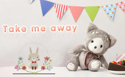 Stuffed Cat Plush Toys Cute Kitten Stuffed Animal Toys, Soft Plushies for Girls Plush Doll Gifts for Kids(9.8Inch，Grey)