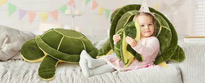 Giant Turtle Stuffed Animal 25 inch, Large Stuffed Sea Turtle Plush Toy, Big Stuffed Turtle Pillow for Kids,  Green