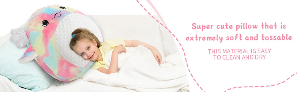 Large 20" Axolotl Plush Pillow, Big Axolotl Stuffed Animal Plush Toy - Rainbow Axolotl Plushies Throw Gifts for Kids