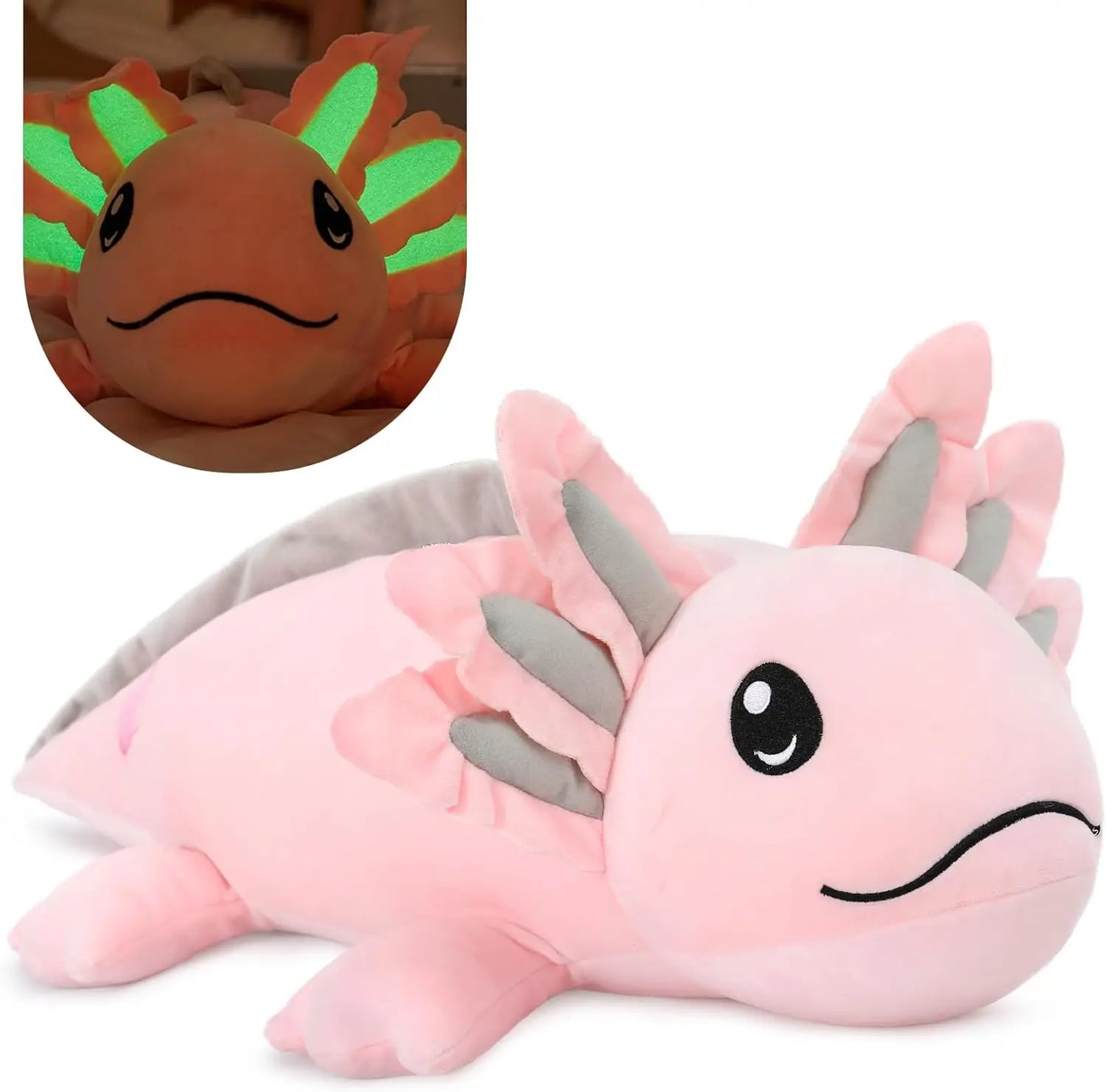 Weighted Axolotl Stuffed Animals, 4lbs Axolotl Plush Glow in The Dark Toys for Kids and Adults,31.5" Salamander Plush