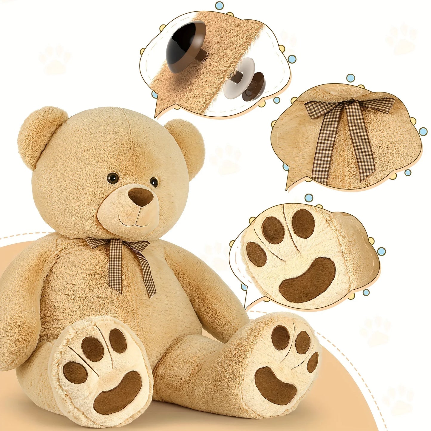 Giant Teddy Bear Stuffed Animal, Big Stuffed Bear For Baby Shower Life Size Large Teddy Bear