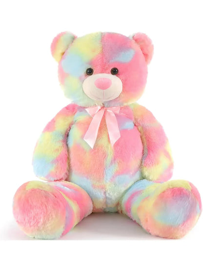 Big Teddy Bear Stuffed Animals, Colorful Teddy Bear Plush Toy for Girlfriend Children, Tie-dye Pink 39inch