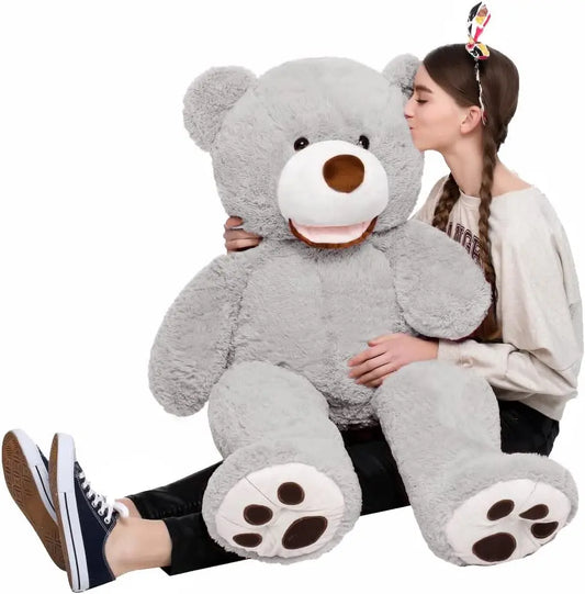 Giant Teddy Bear with Big Footprints Big Teddy Bear Plush Stuffed Animals (Gray, 39 inches)
