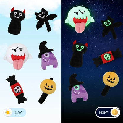 7Pcs Halloween Pumpkin Plush Toy, 21 Inch Big Pumpkin Stuffed Animal with Glow-in-Dark Small Plush Dolls Inside Pumpkin Bucket