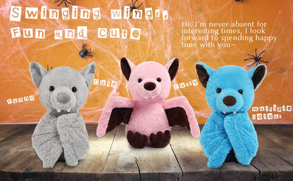 Blue Stuffed Bat Plush Toy - 14 Inches Goth Halloween Stuffed Animals - Soft Furry Gifts for Kids