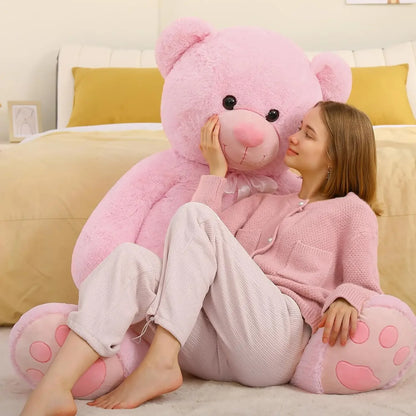 Giant Teddy Bear - 5 Feet Tall Pink Life Size Stuffed Animal with Footprints - Valentine's Day Gift