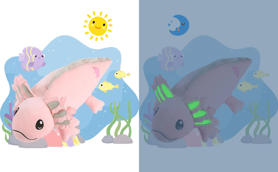 Weighted Axolotl Stuffed Animals, 4lbs Axolotl Plush Glow in The Dark Toys for Kids and Adults,31.5" Salamander Plush