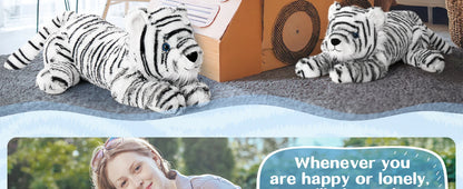 Stuffed Tiger White Plush Tiger Toy for Girls, 22inch (Not Including Tail) Giant Stuffed Animals for Kids