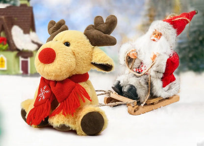 Reindeer Stuffed Animal Cute Christmas Reindeer Plush Toys for Kids, 9'' Rudolph The Red Nosed Reindeer Stuffed Animal