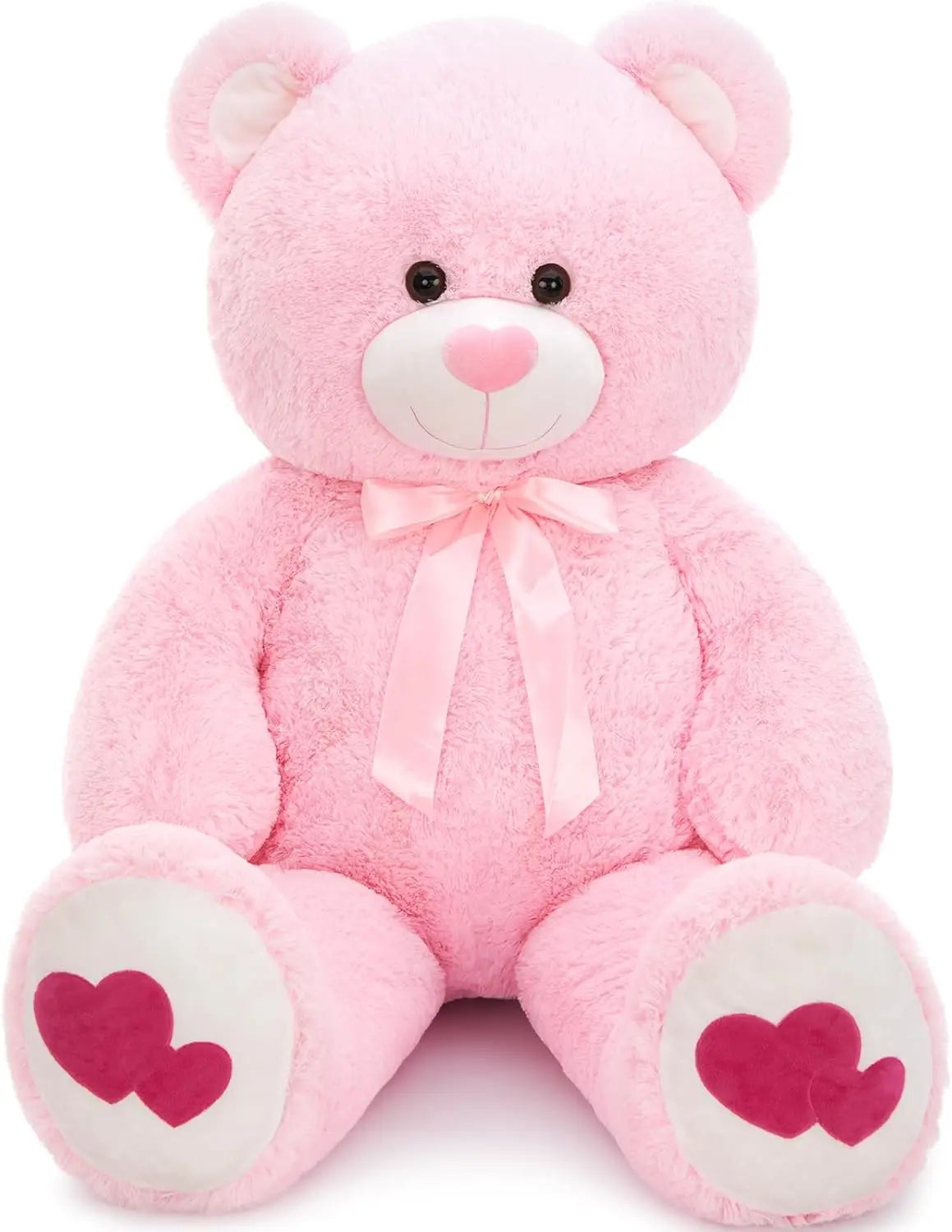 Giant Teddy Bear - 5 Feet Tall Pink Life Size Stuffed Animal with Footprints - Valentine's Day Gift