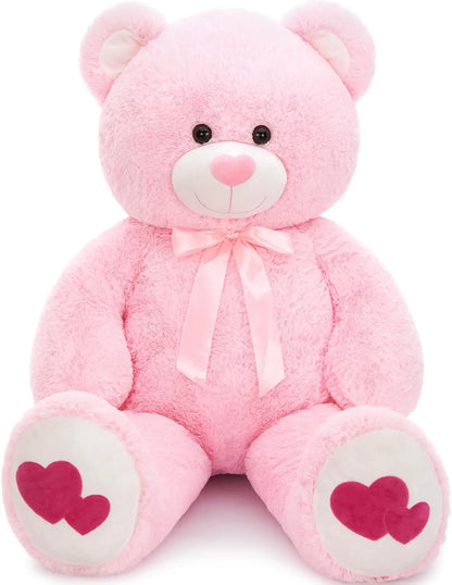 Giant Teddy Bear - 5 Feet Tall Pink Life Size Stuffed Animal with Footprints - Valentine's Day Gift
