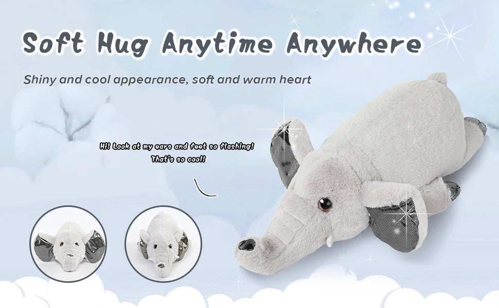 Elephant Plush Soft Hug Stuffed Animals Pillow for Boy Girl Kids ( Grey, 24 Inches)
