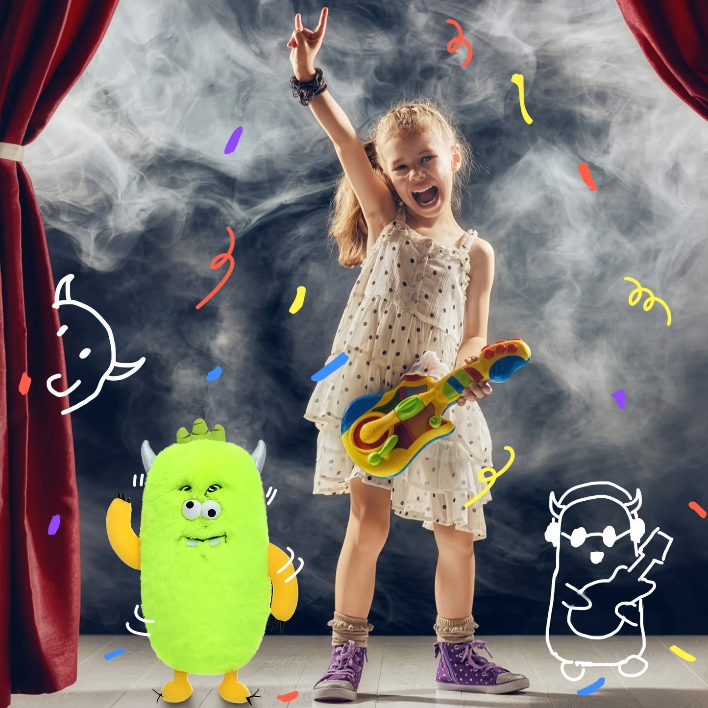 15.7" Monster Stuffed Animal Plush Toy, Funny Monster Plush For Kids, Great Gift For Christmas Halloween Birthday