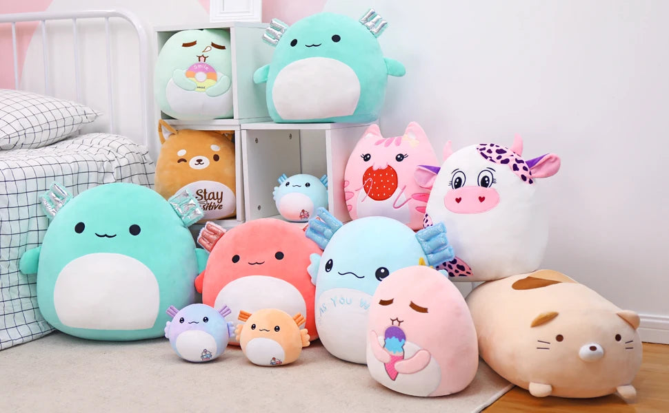 16" Large Axolotl Stuffed Animals Plush Toy Throw Pillow - Big Ultrasoft Hug Squishy and Cuddly Axolotl Pillow for Kids