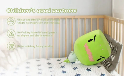 Big-headed Dinosaur Plush Pillow, Stuffed Dinosaur Animals Toy Soft Cube Dino Pillow Squishy Original Plush Toy Gifts for Kids