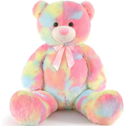 Big Teddy Bear Stuffed Animals, Colorful Teddy Bear Plush Toy for Girlfriend Children, Tie-dye Pink 39inch