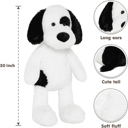 Soft Dog Stuffed Animal Large, Cute Stuffed Dog Plush Toy, Cuddle Dog Hugging Pillow for Kids, 20in, White, Black