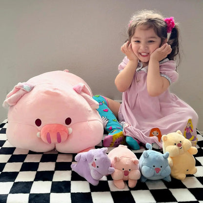 5 Pcs Pig Stuffed Animal with Babies, 19.6 inch Soft Cuddly Pig Plush Toy Set for Kids