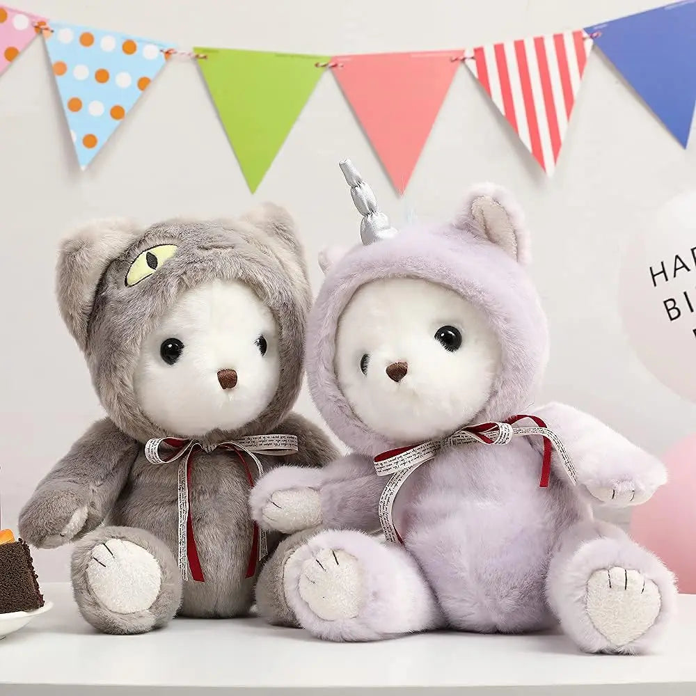 Stuffed Cat Plush Toys Cute Kitten Stuffed Animal Toys, Soft Plushies for Girls Plush Doll Gifts for Kids(9.8Inch，Grey)