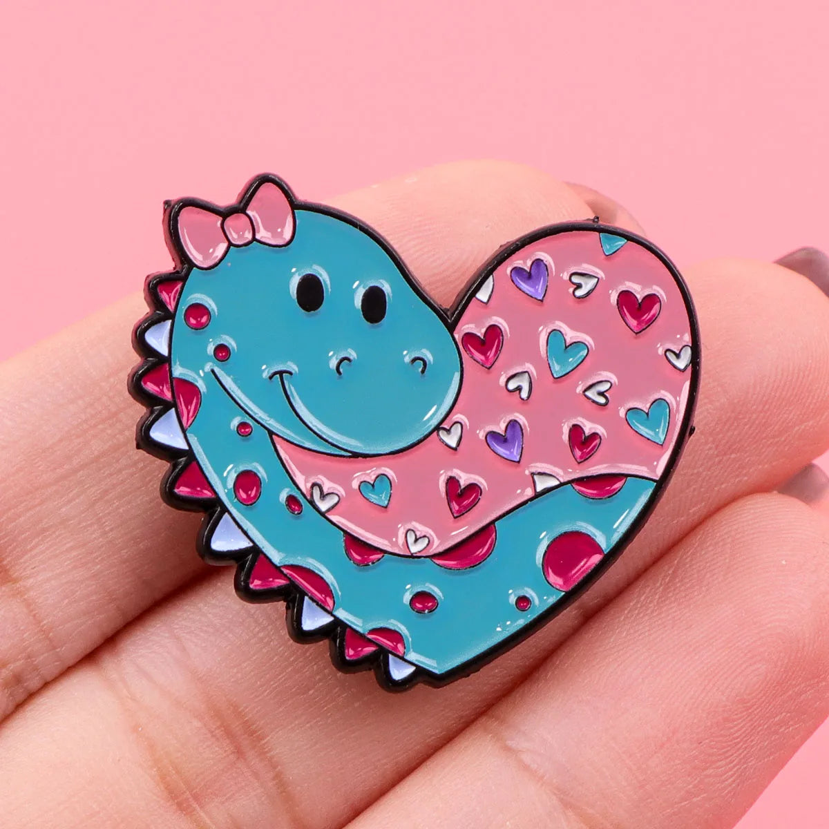 Heart-Shaped Dinosaur Lapel Pins