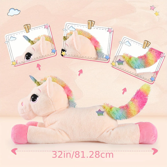 32in Unicorn Plush Toys, Beige Giant Unicorn Stuffed Animals, Lovely Unicorn Birthday Decorations