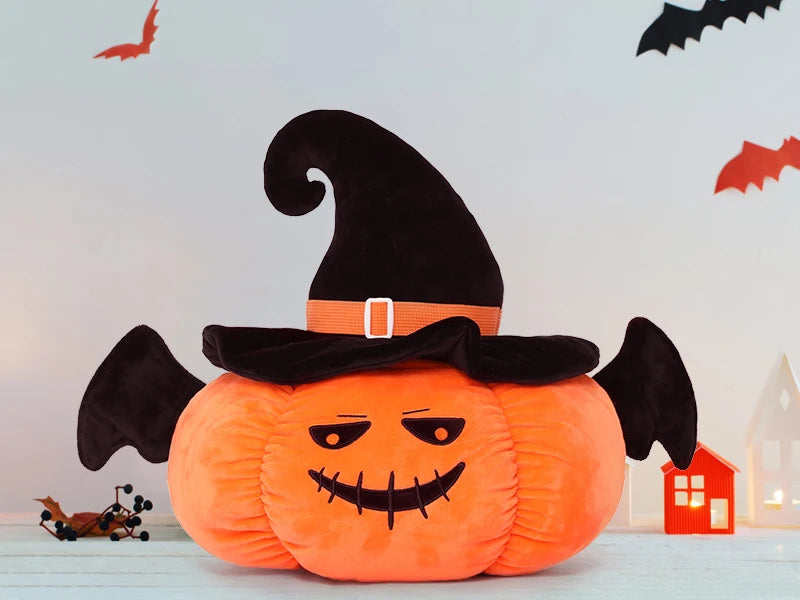 7Pcs Halloween Pumpkin Plush Toy, 21 Inch Big Pumpkin Stuffed Animal with Glow-in-Dark Small Plush Dolls Inside Pumpkin Bucket